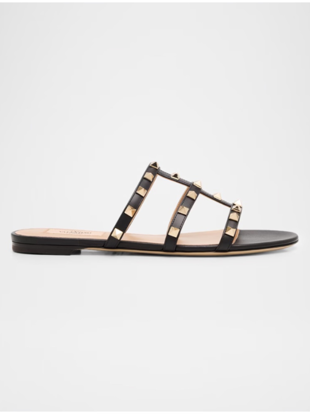 Authentic Valentino Garavani Rockstud Caged Flat Sandals Black Women's 36.5 - Picture 4 of 9